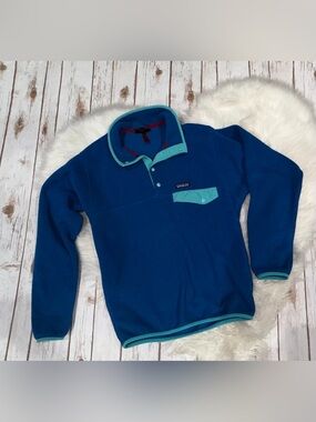 Patagonia Synchilla Snap-T Fleece Pullover Jacket Men Small Blue & Teal